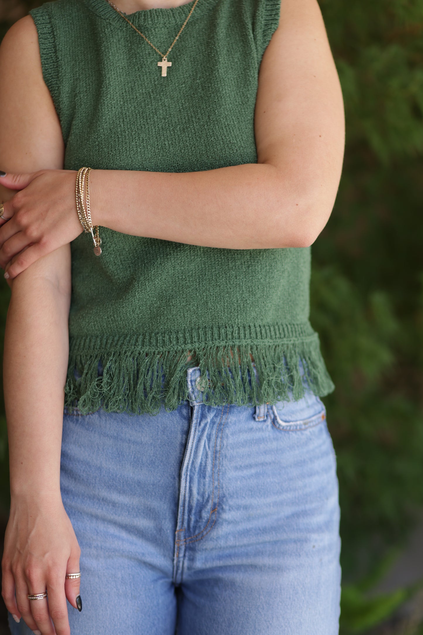 Leilani Fringe Hem Sleeveless Knit Top