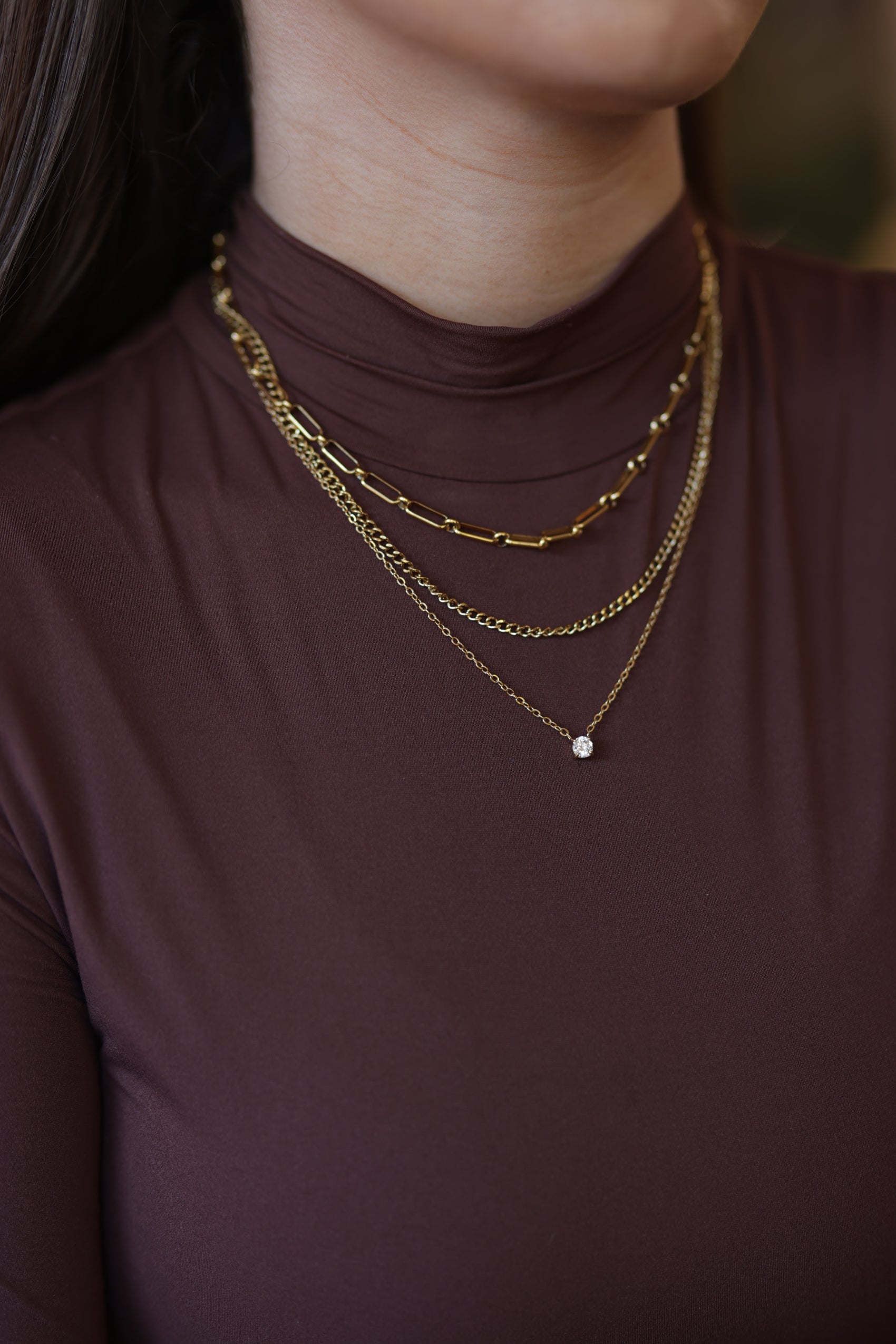 Chavelle 18K Gold Non-Tarnish Layered Cz Chain Necklace