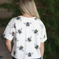 Bumble Bee Print Cotton Crop Top