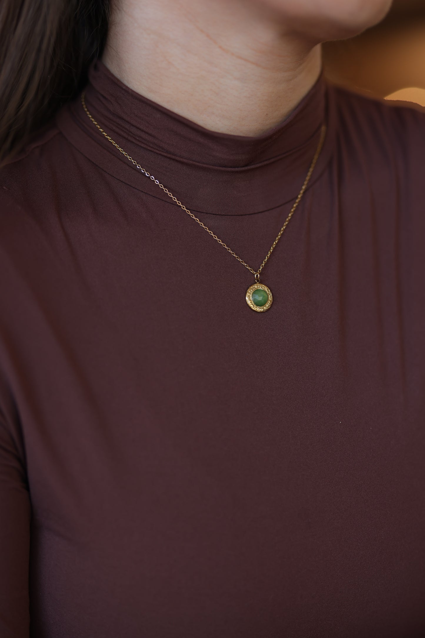 Enric 18K Gold Non-Tarnish Natural Stone Necklace