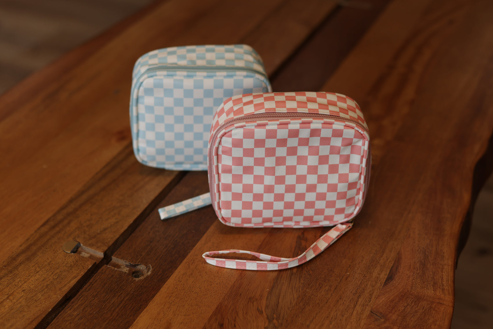 Checkered Zip Up Travel Case
