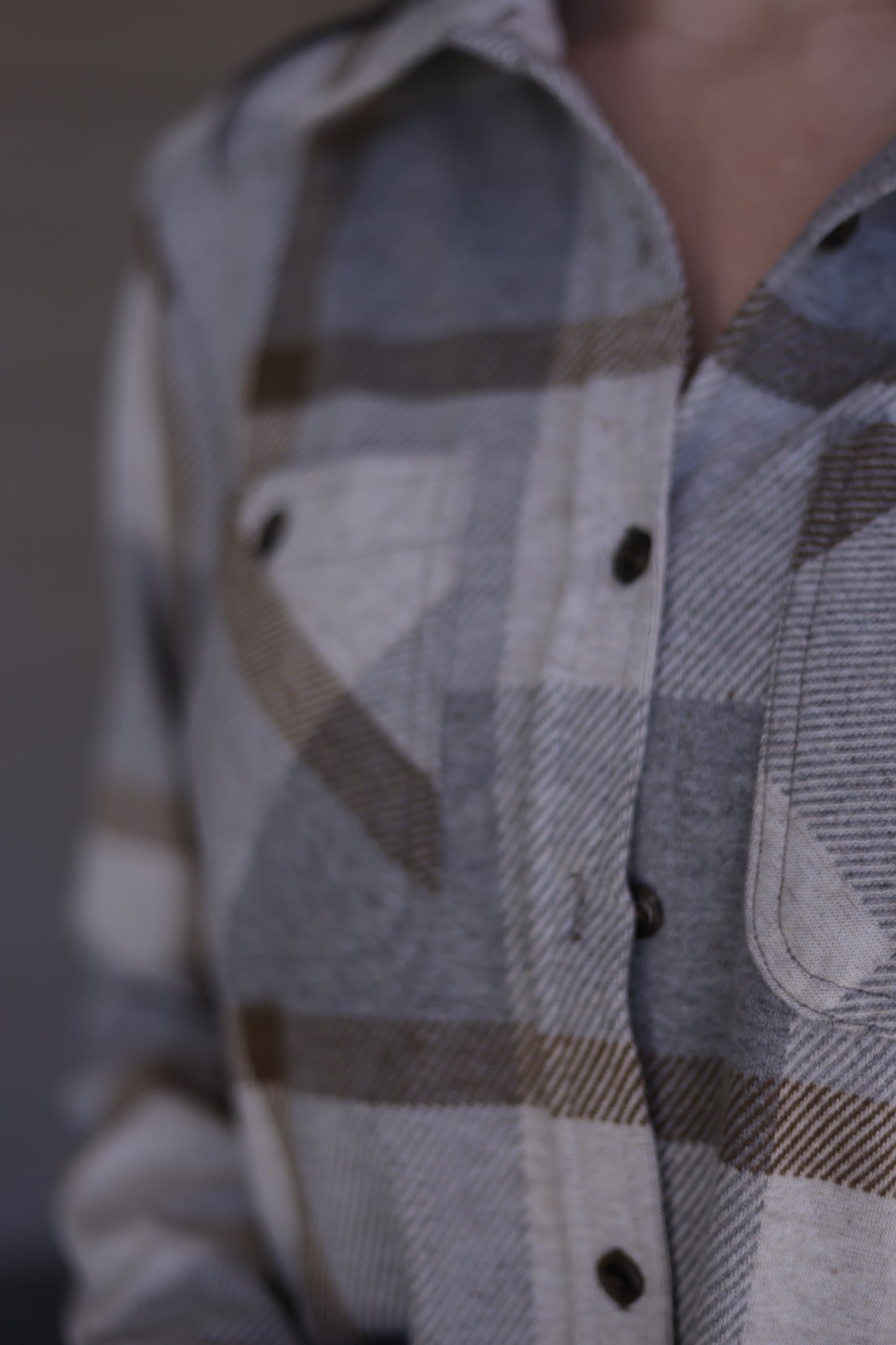 Rachel Plaid Button Up - Gray & Mocha