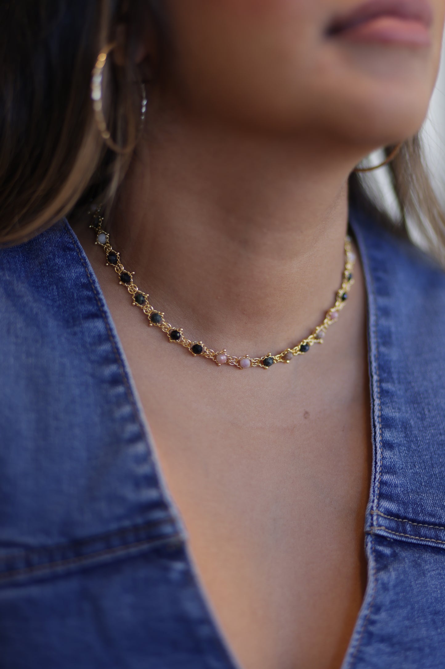 Skylar 18K Gold Multi-Stone Chained Necklace