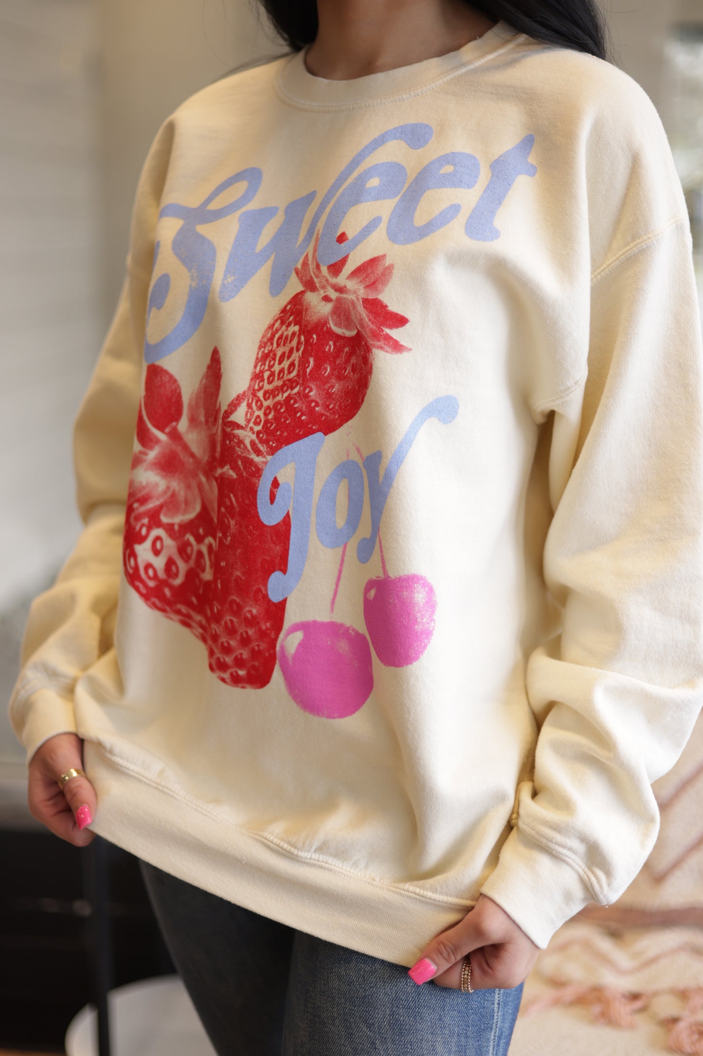 Sweet Joy Strawberry Oversized Crewneck