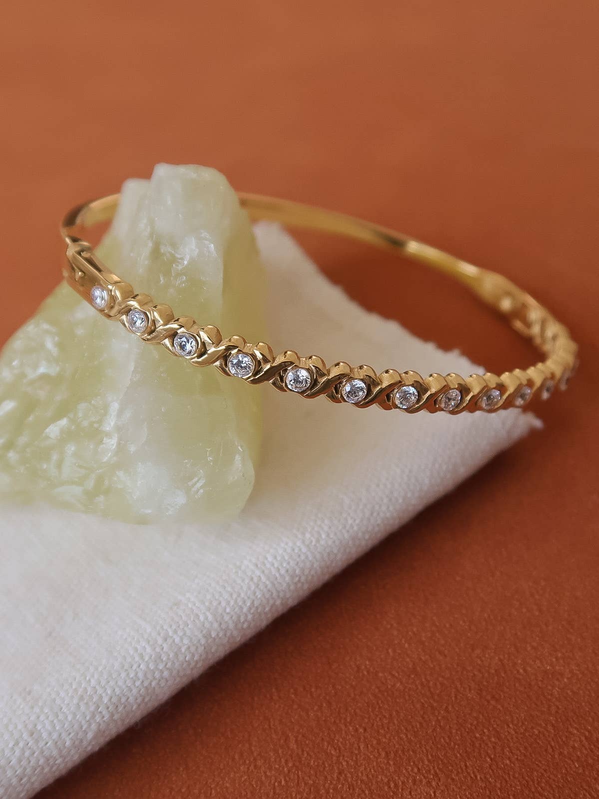 Seraphie 18K Gold Non-Tarnish CZ Cuff Bracelet
