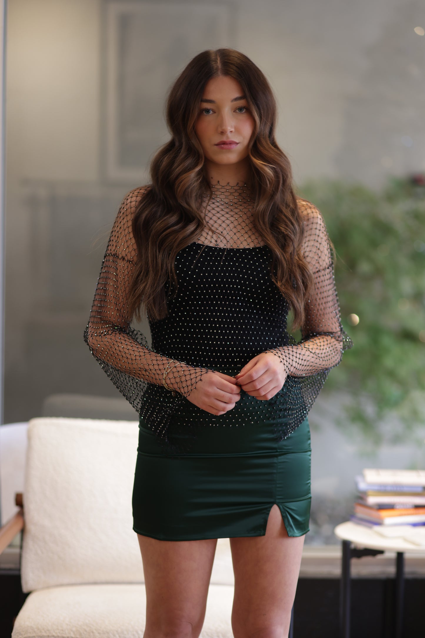 Scarlett Rhinestone Sheer Top