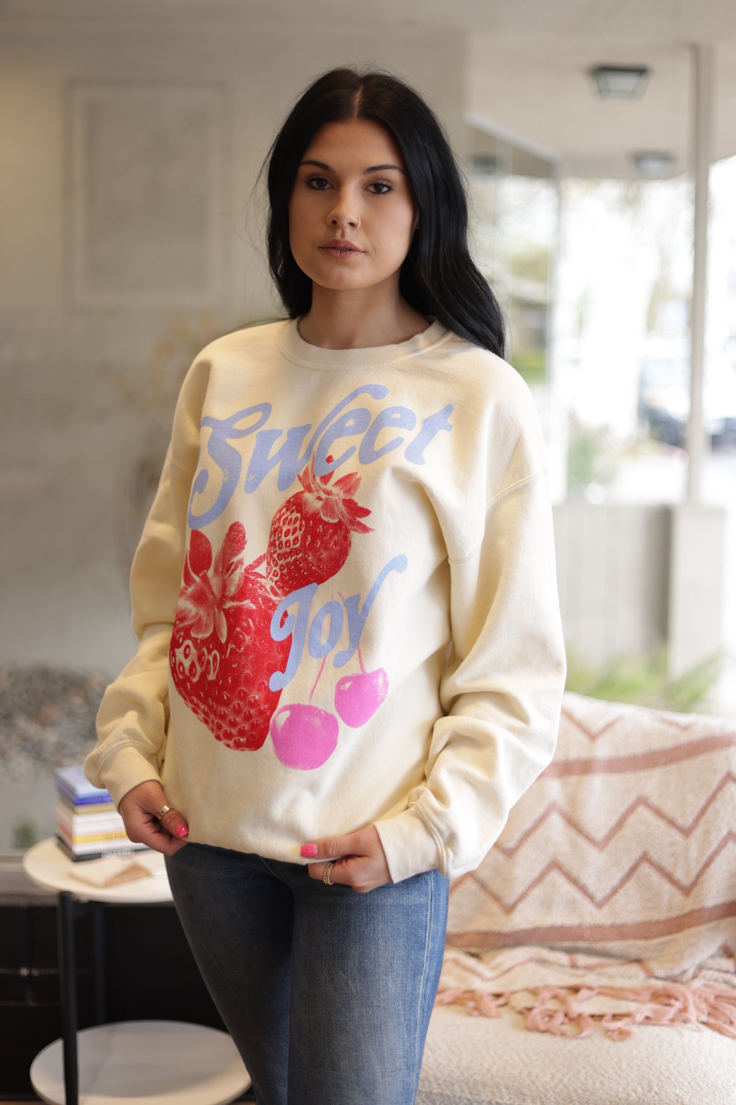 Sweet Joy Strawberry Oversized Crewneck