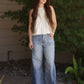 Ryaan Wide-Leg Two-Tone High Waist Denim Jeans