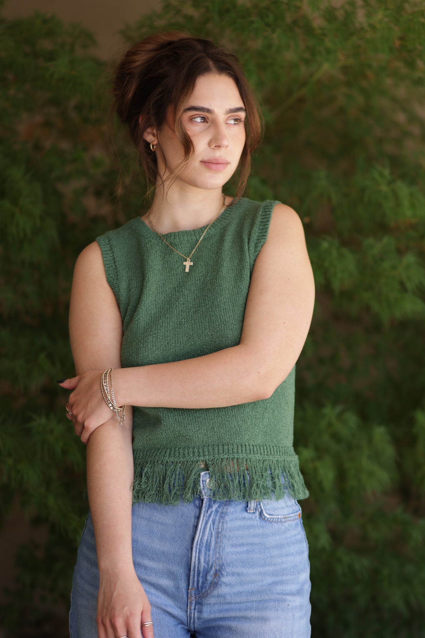 Leilani Fringe Hem Sleeveless Knit Top