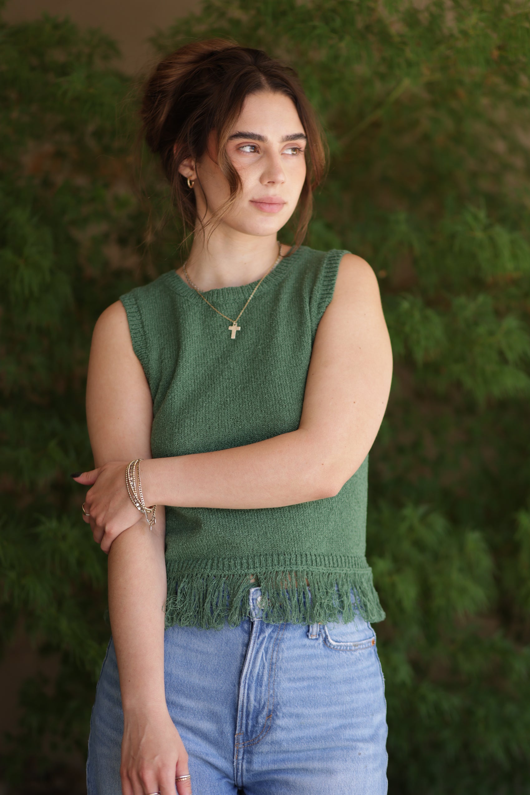 Leilani Fringe Hem Sleeveless Knit Top