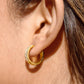 Zephira 18K Gold Non-Tarnish CZ Pave Hoop Earrings