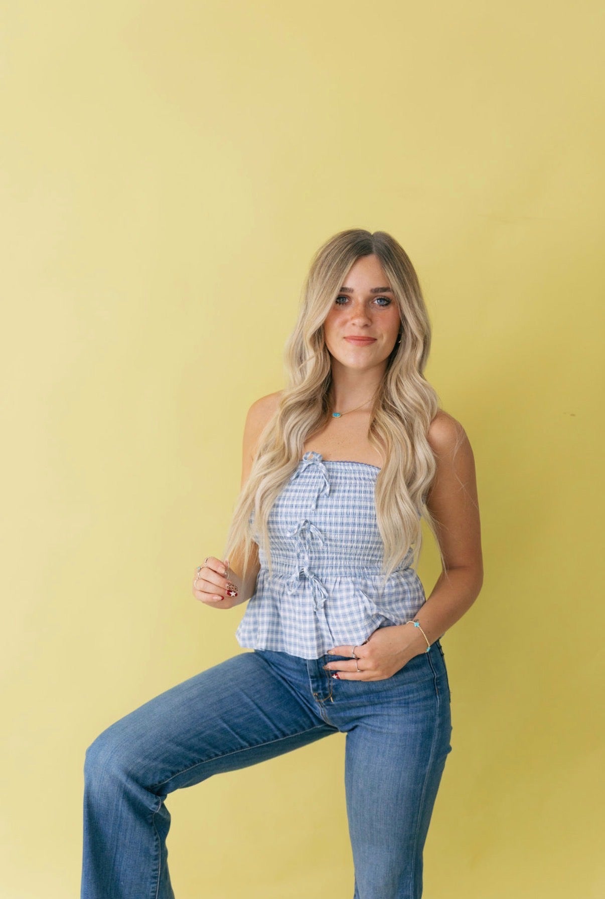 Nessi Plaid Strapless Top