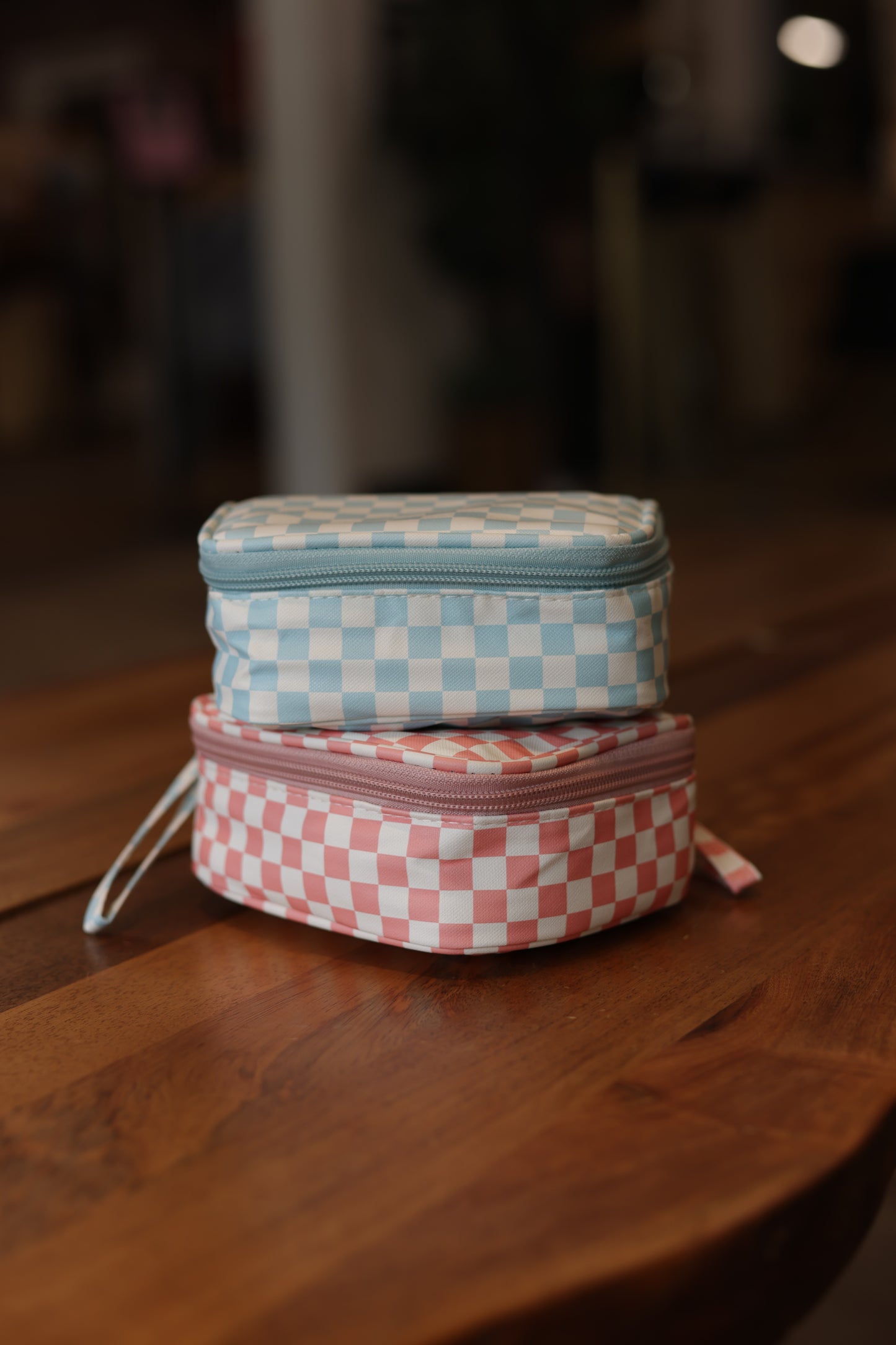 Checkered Zip Up Travel Case