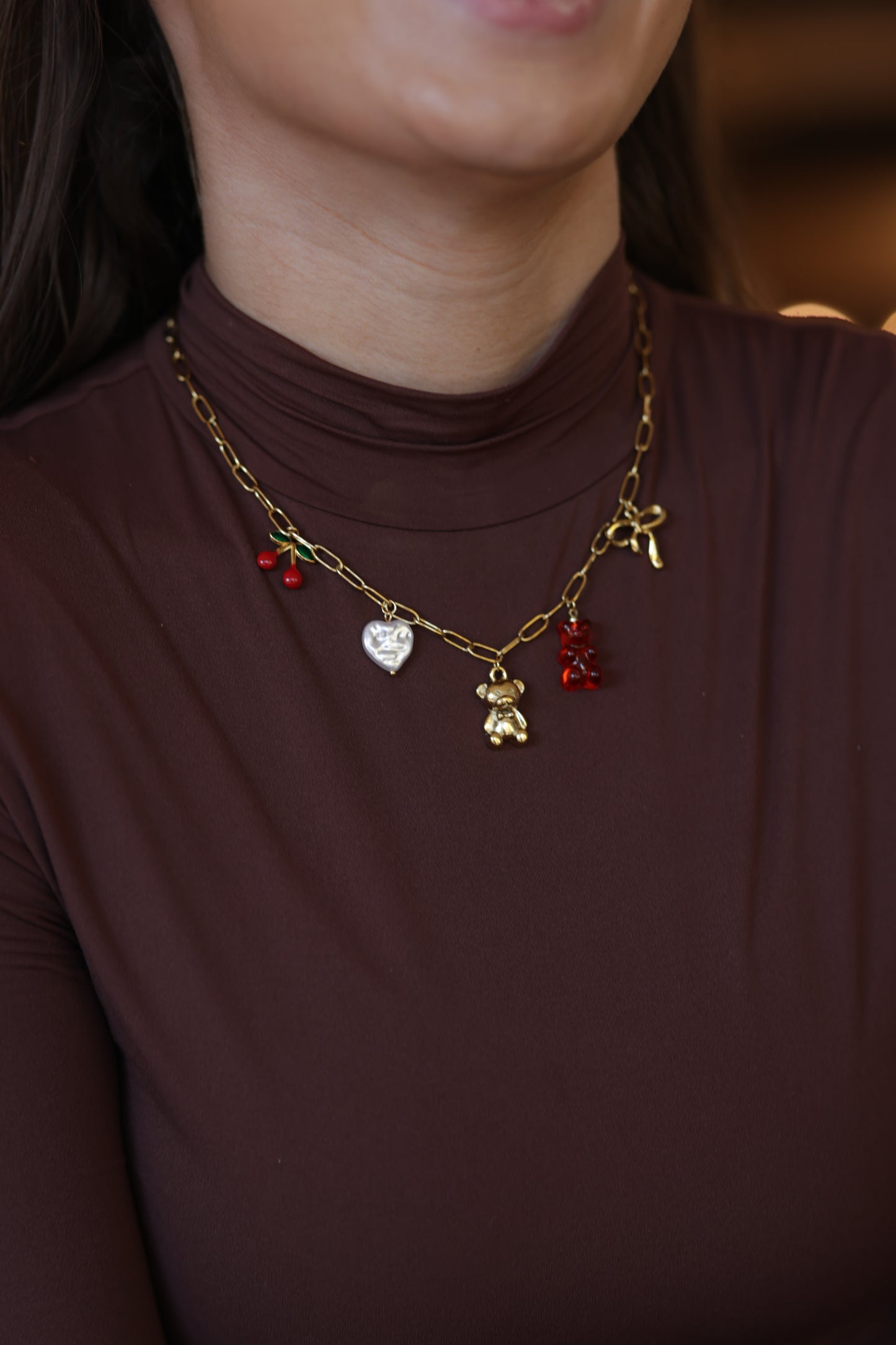 Reed 18K Gold Non-Tarnish Gummy Bear Charm Necklace
