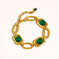 Mabel 18K Gold Non-Tarnish Green CZ Link Bracelet