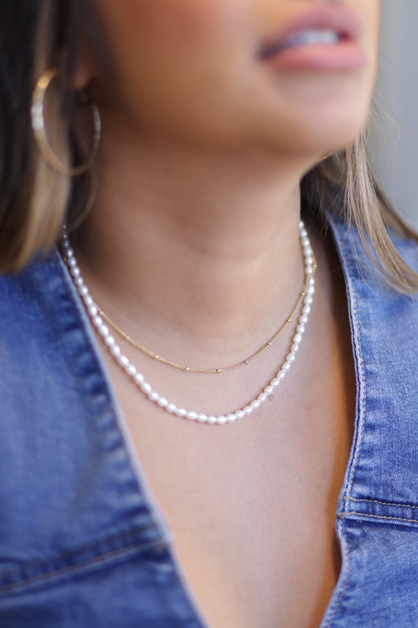 Camryn 18K Gold Non-Tarnish Layered Pearl Chain Necklace