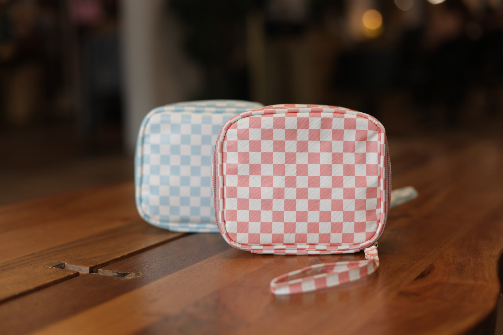 Checkered Zip Up Travel Case