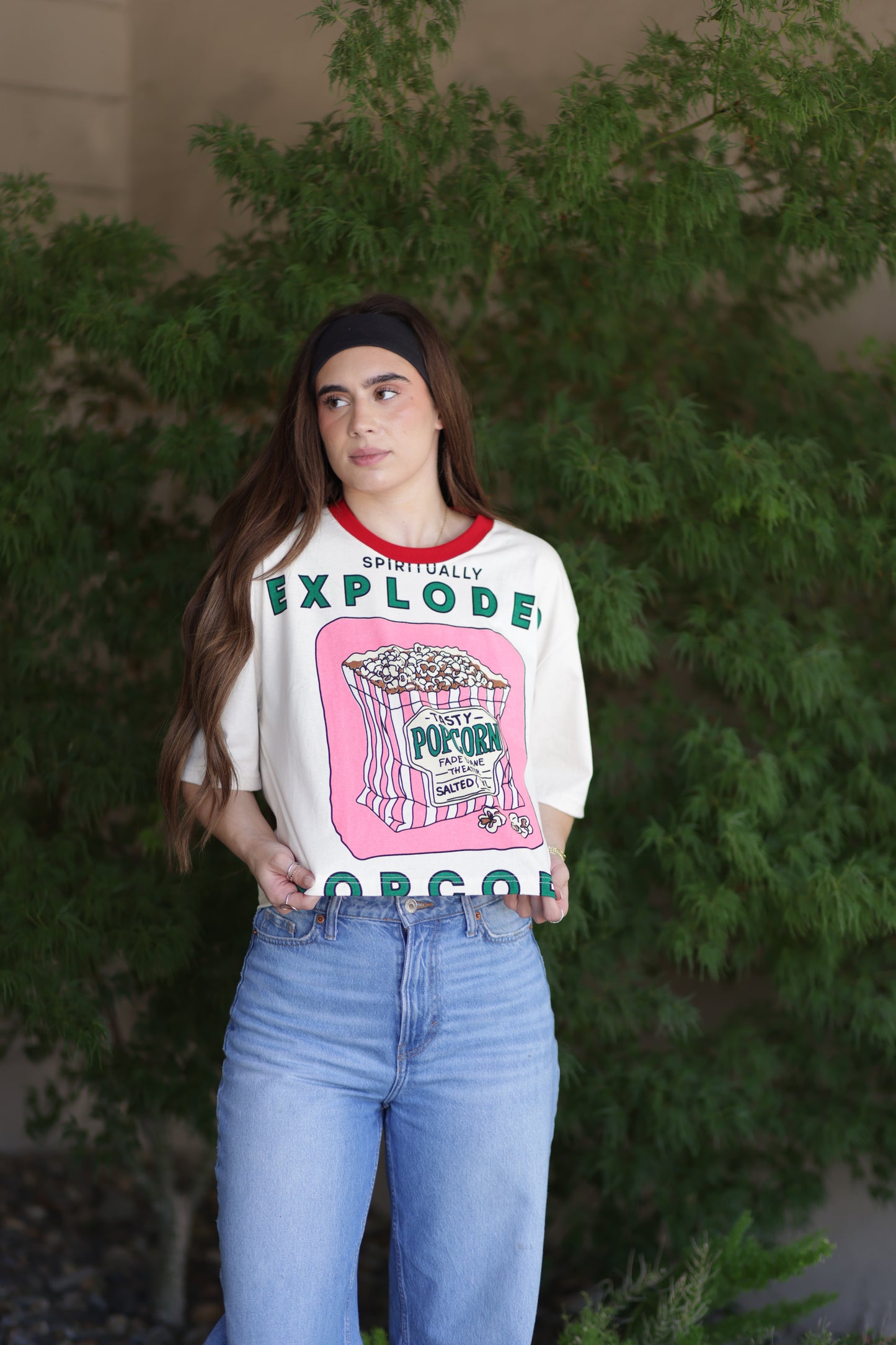 Popcorn Box Print Cotton Crop Top