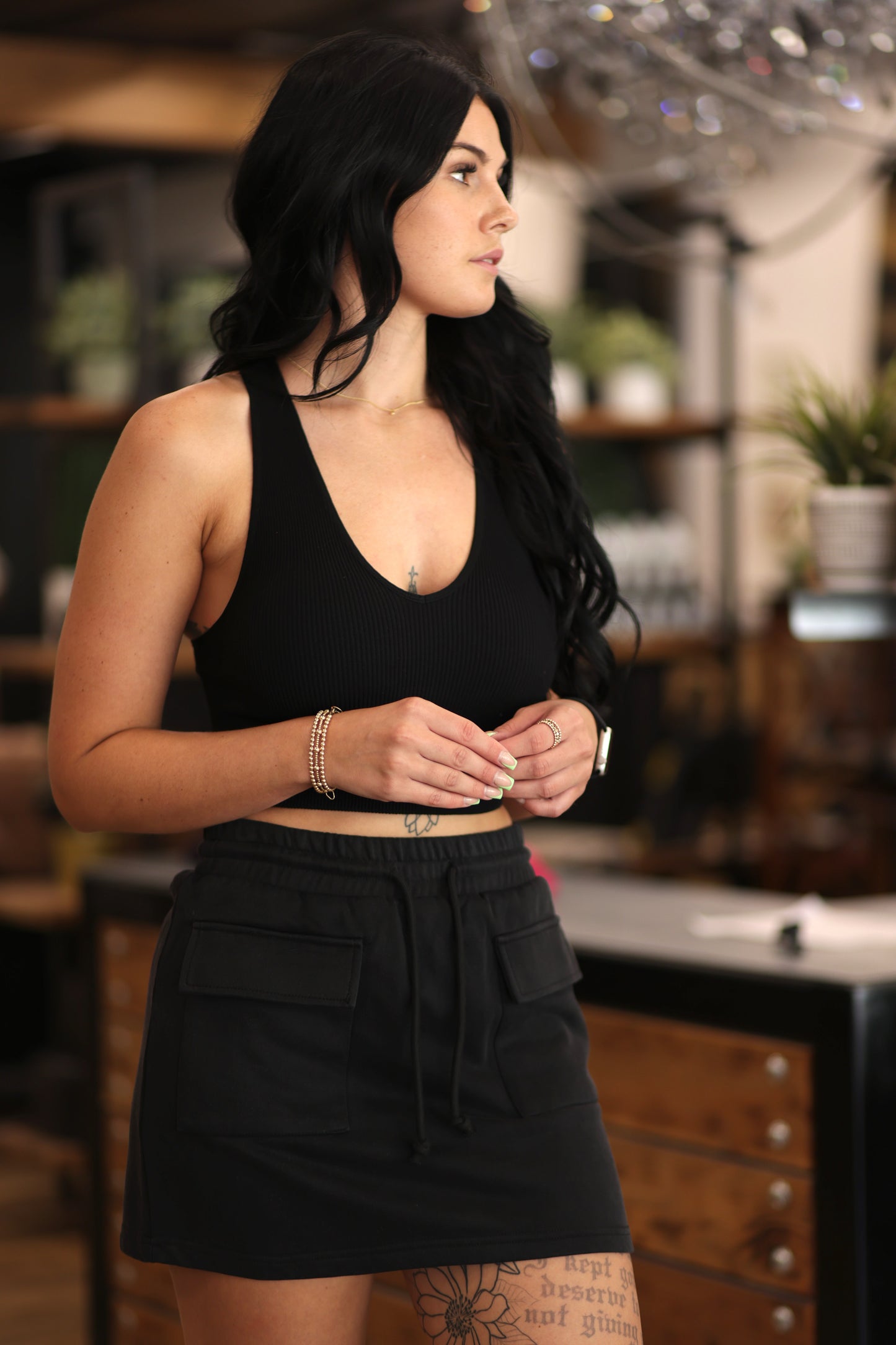 Black Cargo Skirt