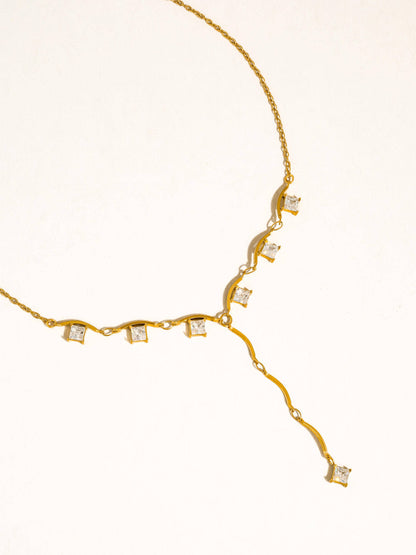 Yonder 18K Gold Non-Tarnish CZ Y Drop Necklace