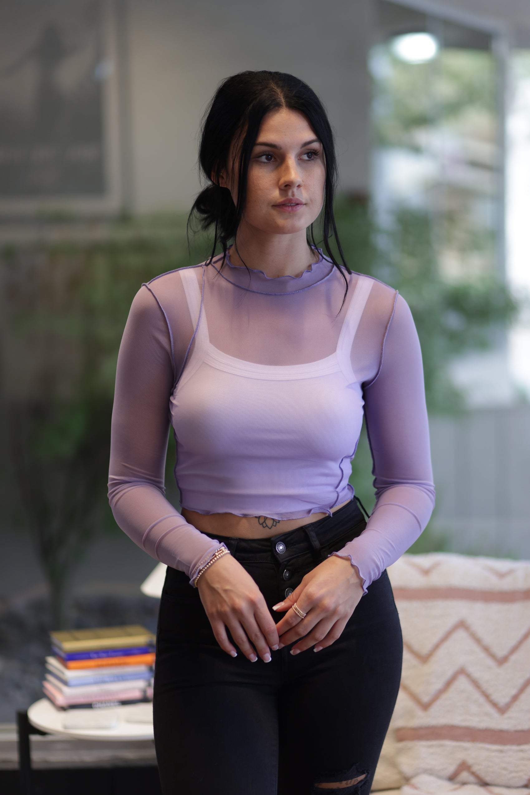 Lavender Haze Mesh Top