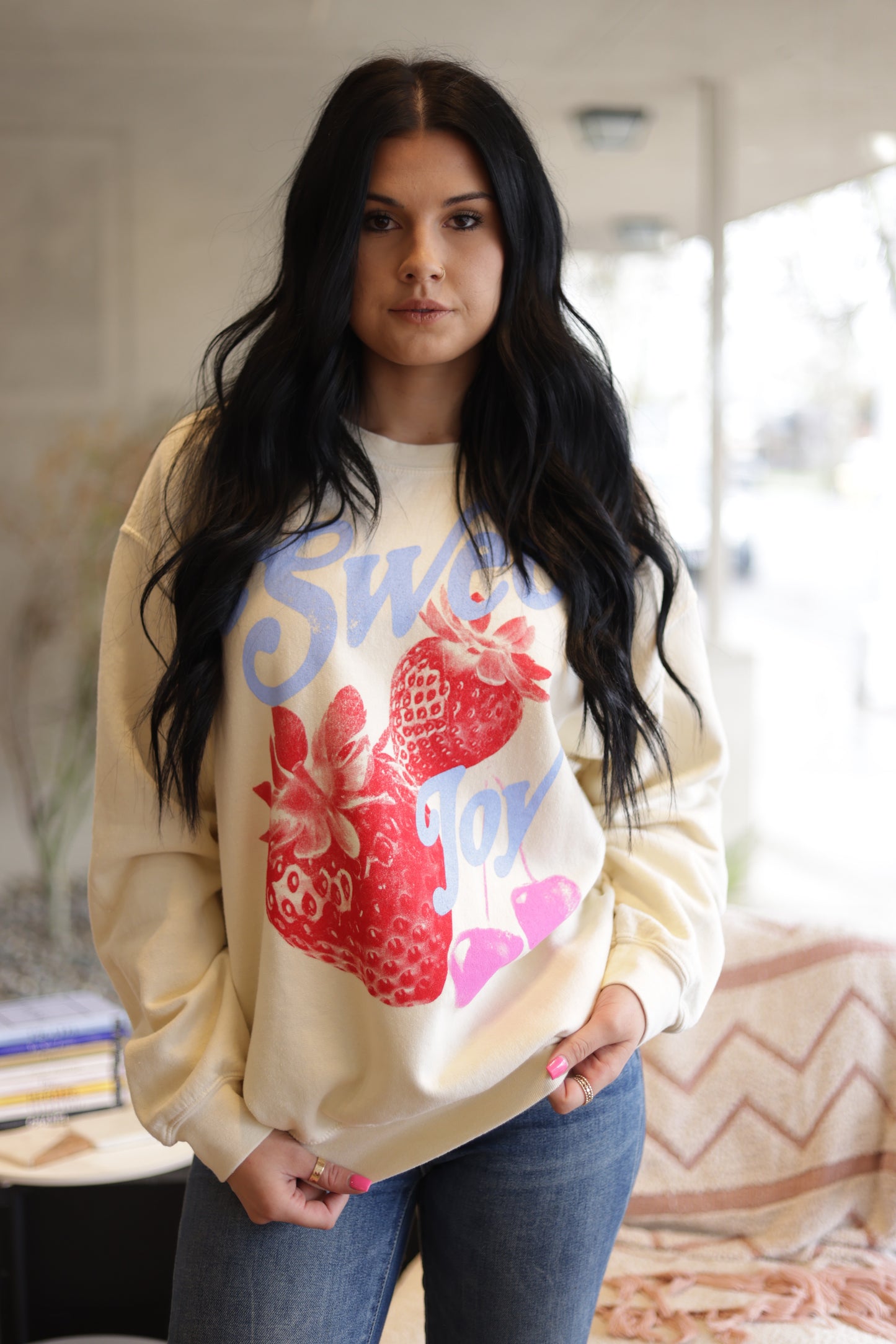 Sweet Joy Strawberry Oversized Crewneck