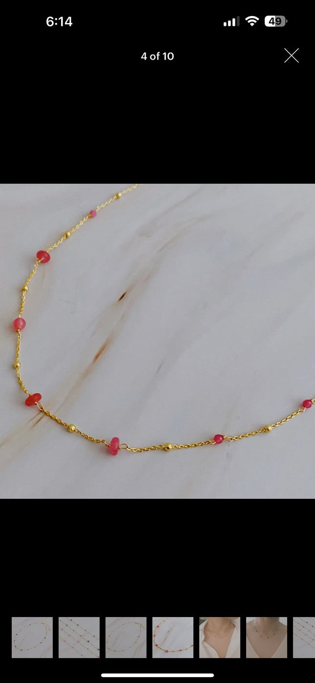 Dainty Precious Stone Bead Necklace - More Colors!