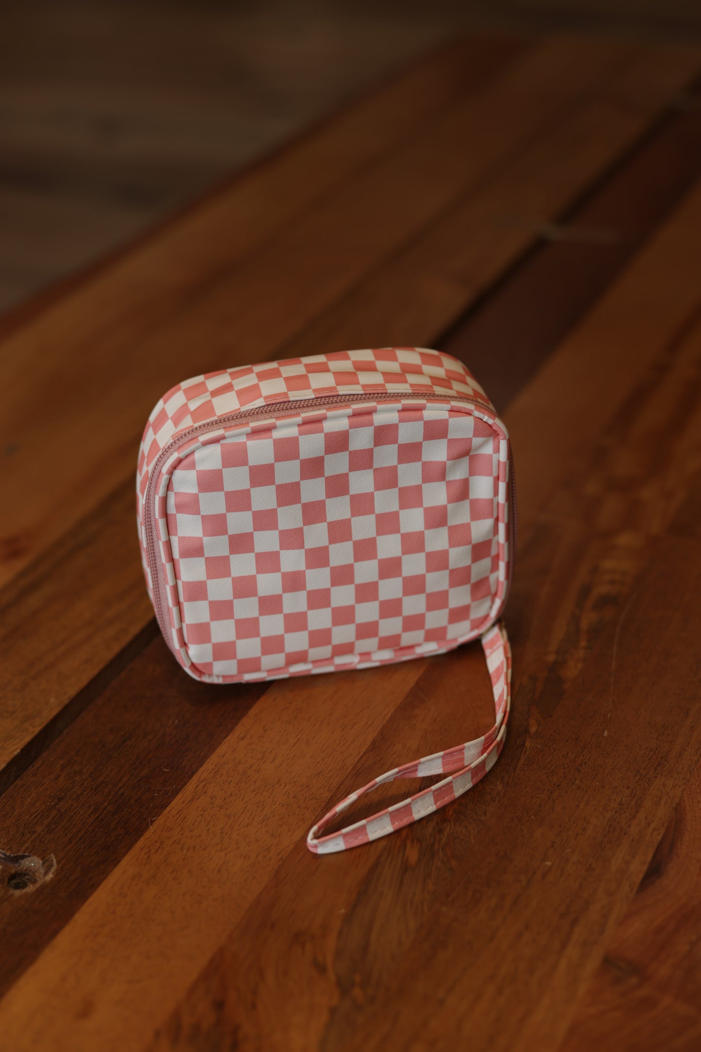 Checkered Zip Up Travel Case