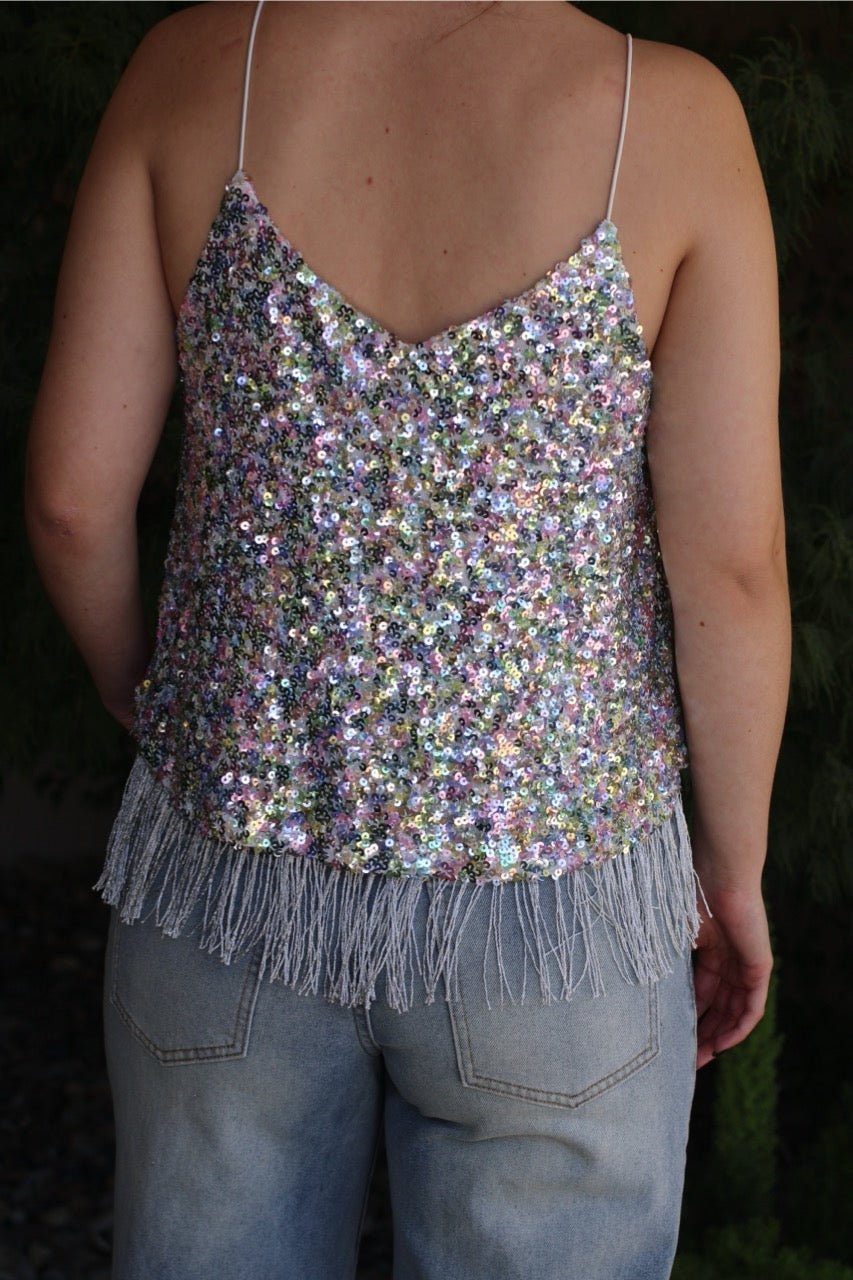 Missy Sequin Fringe Cami Top