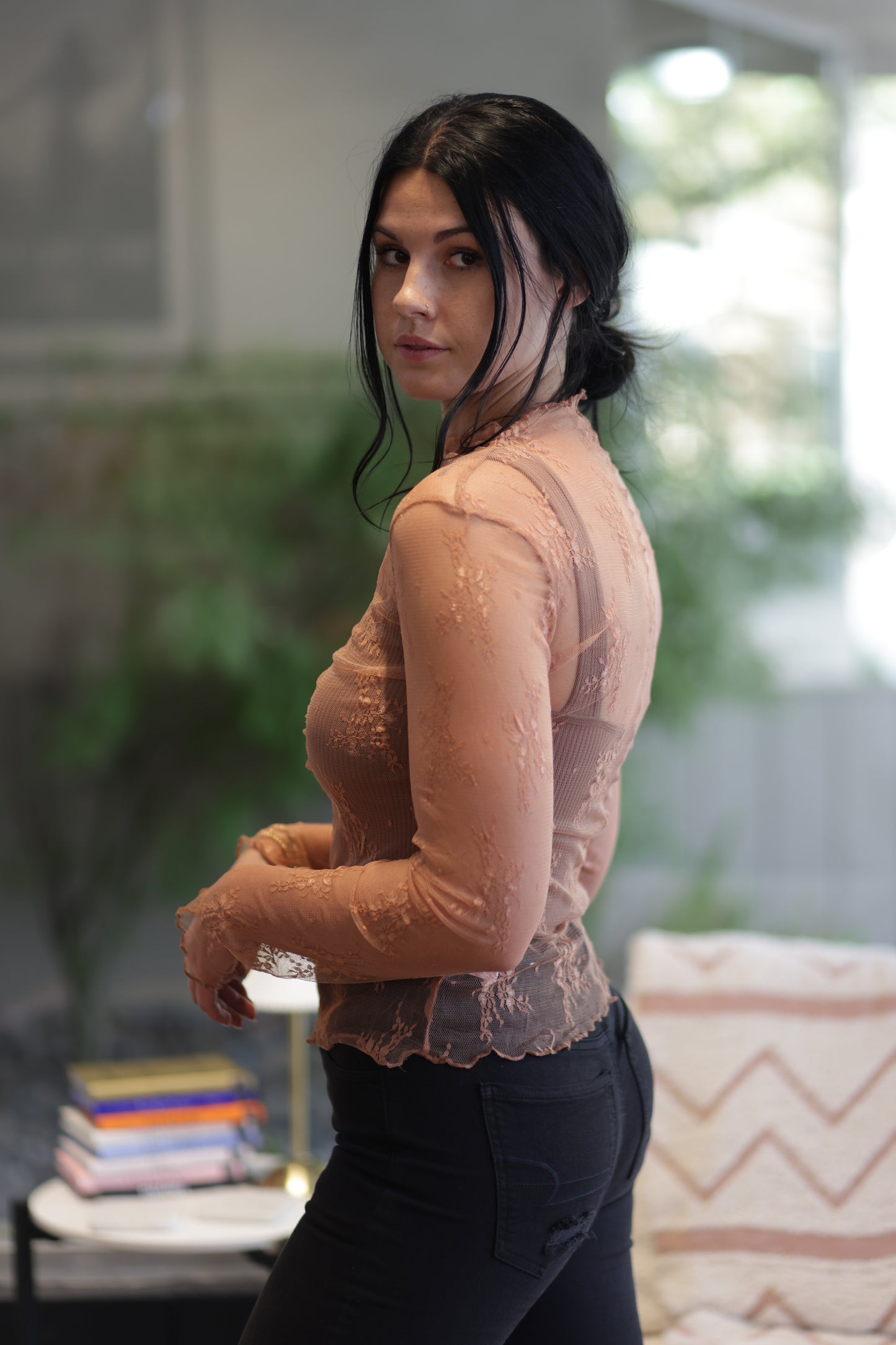 Brianna Long Sleeve Sheer Lace Mesh Top - More Colors!