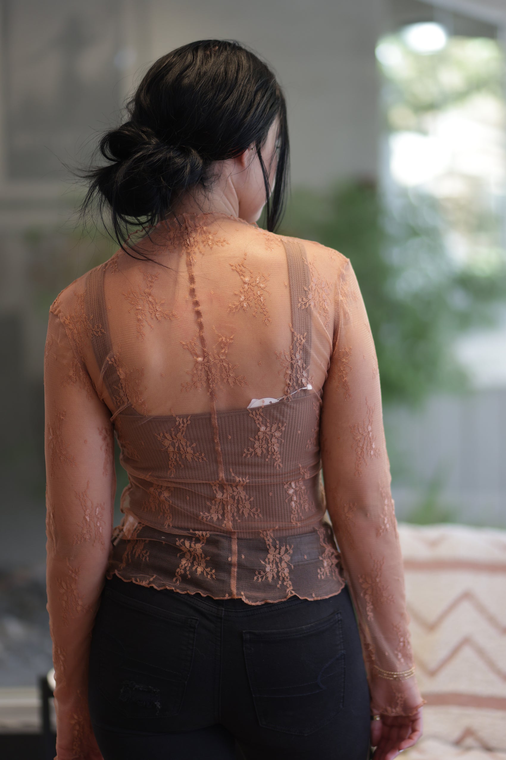 Brianna Long Sleeve Sheer Lace Mesh Top - More Colors!