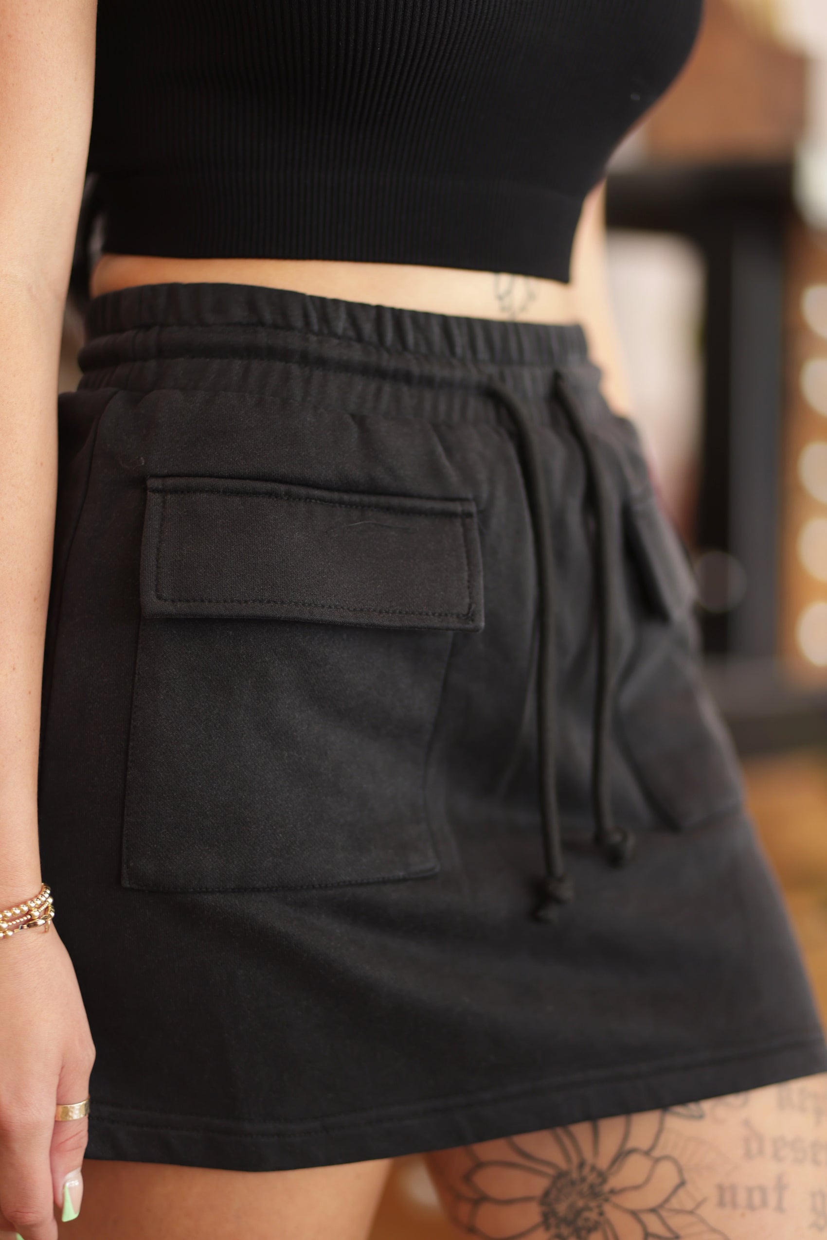 Black Cargo Skirt