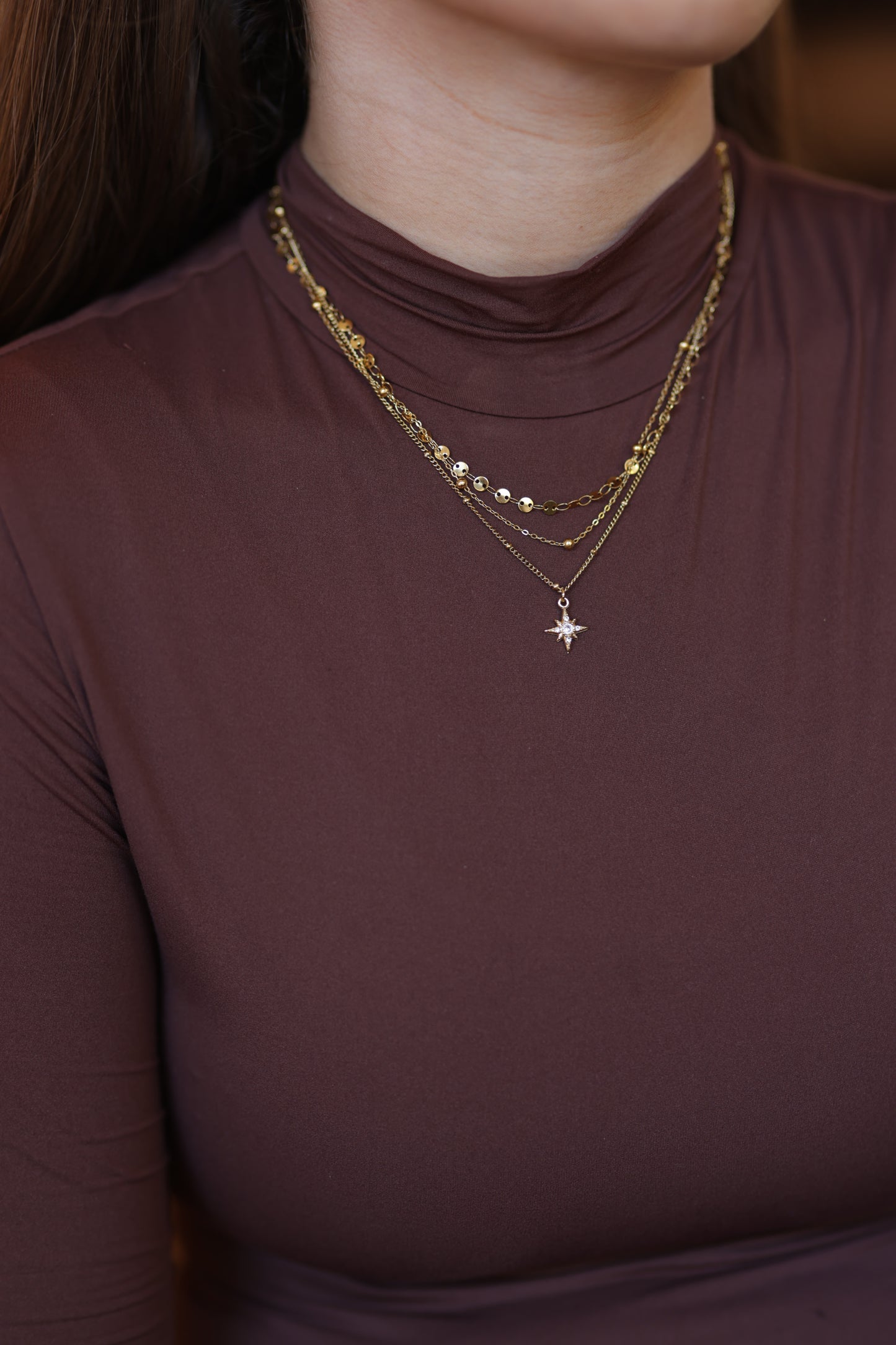 Pascal 18K Non-Tarnish Layered Cz Star Necklace