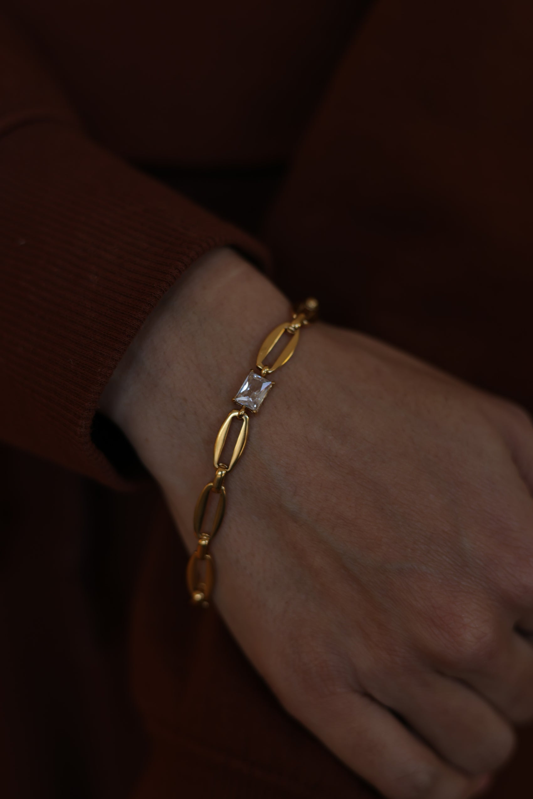 Melrose 18K Gold Non-Tarnish Link Chain Cz Bracelet