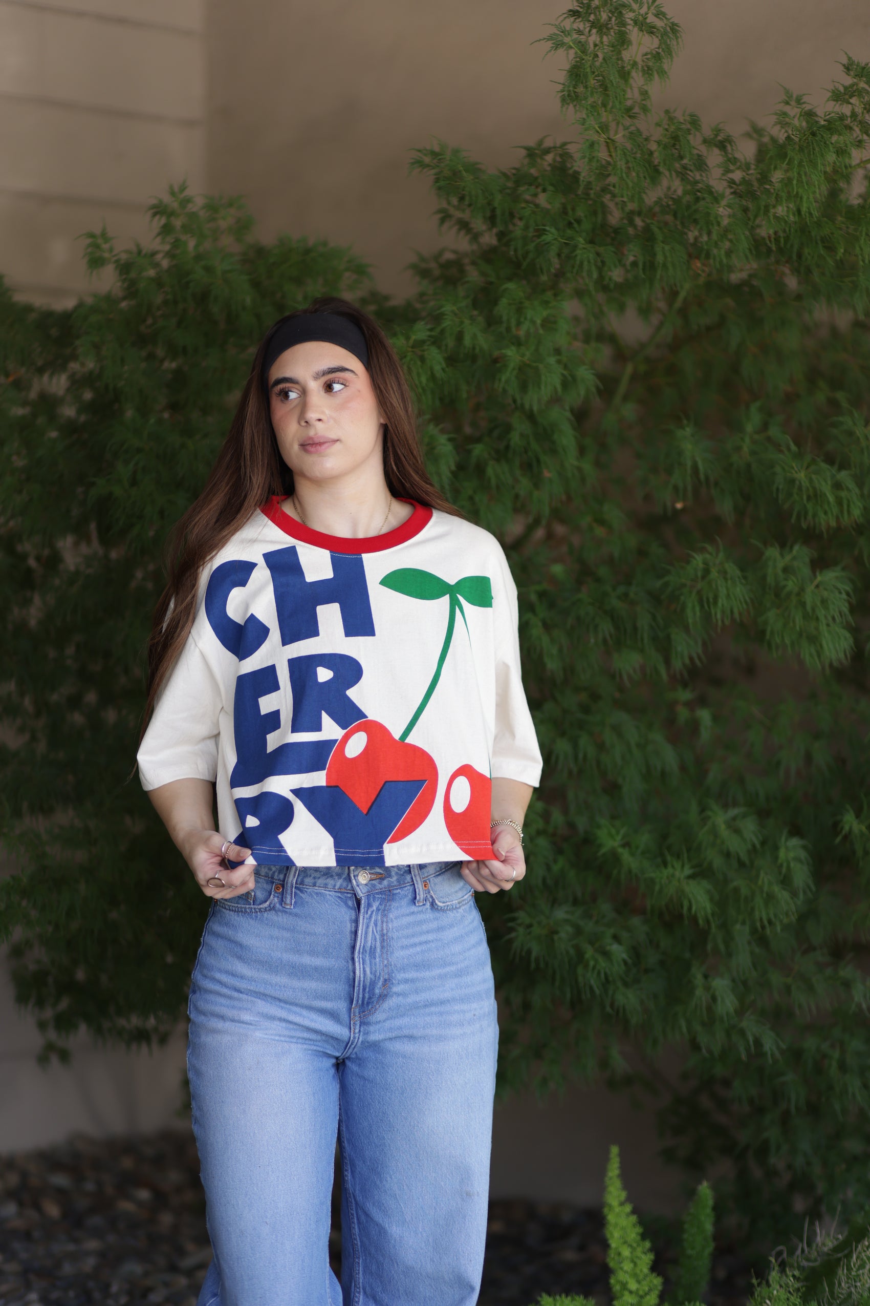 Cherry Print Cotton Crop Top