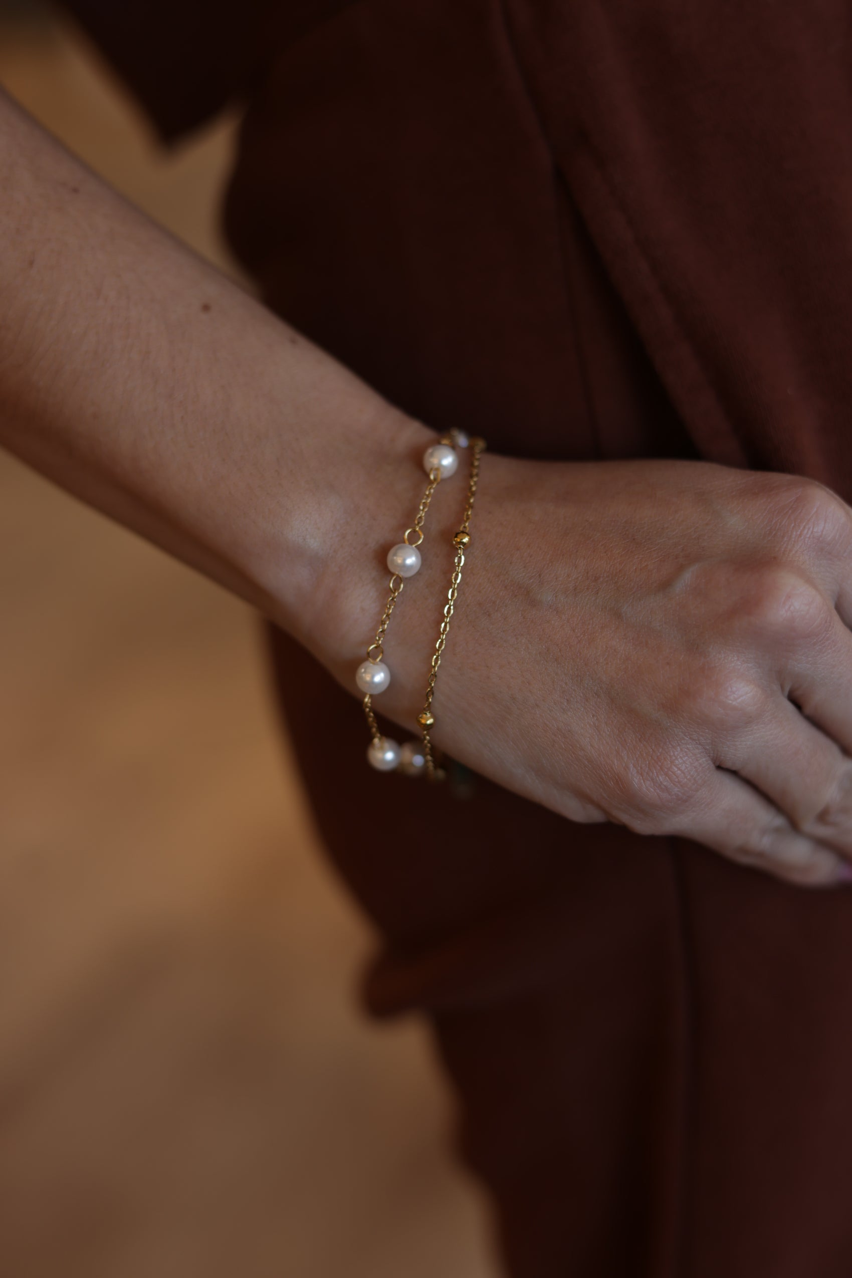 Gilles 18K Non-Tarnish-Layered Pearl Bracelet