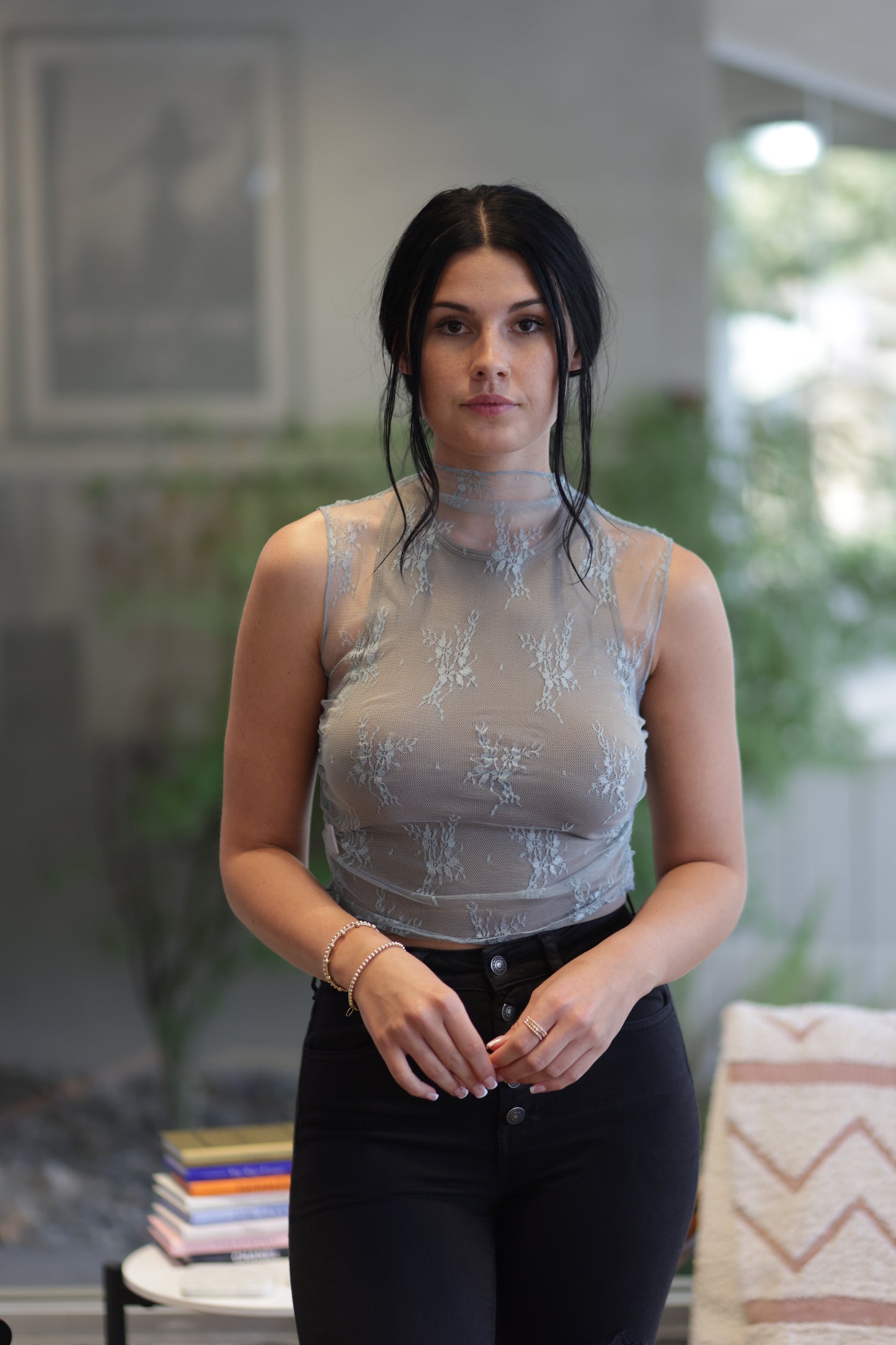 Jennie Sheer Lace Sleeveless Top