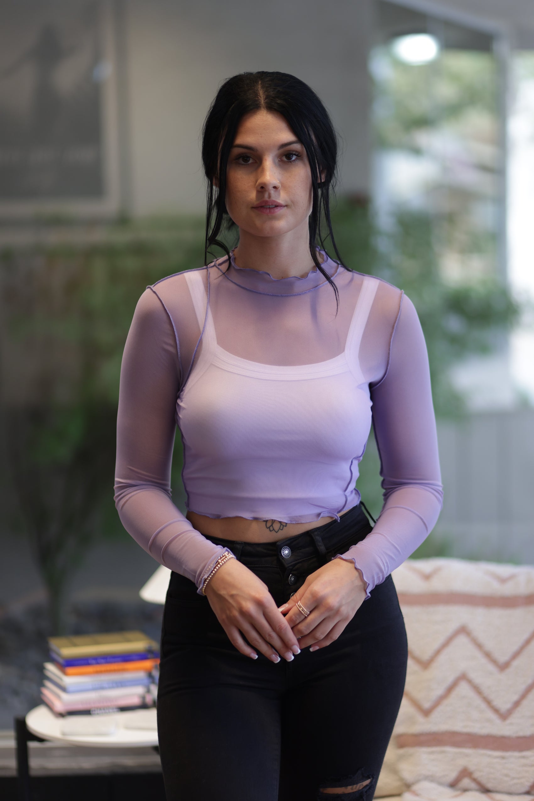 Lavender Haze Mesh Top