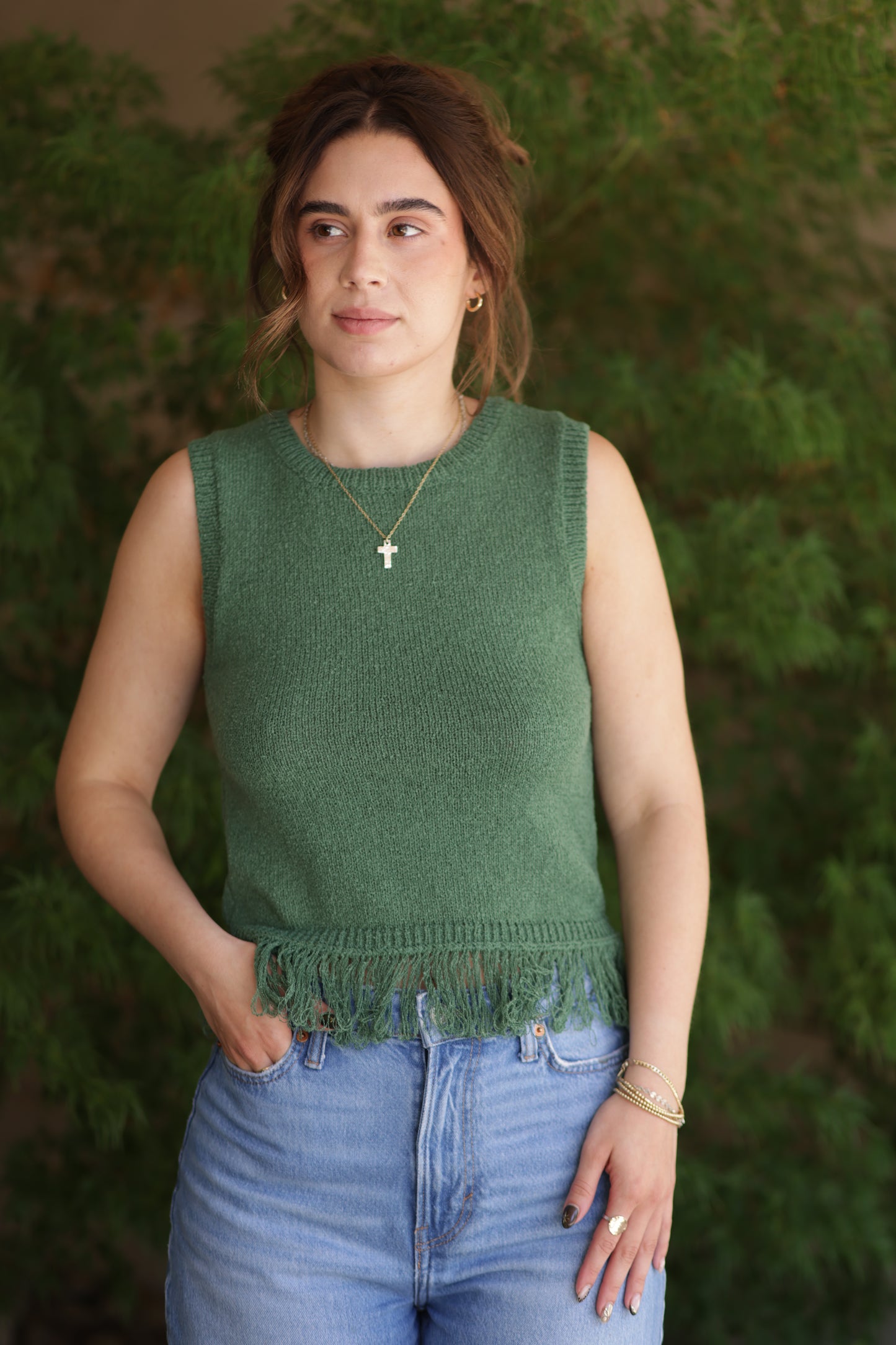Leilani Fringe Hem Sleeveless Knit Top