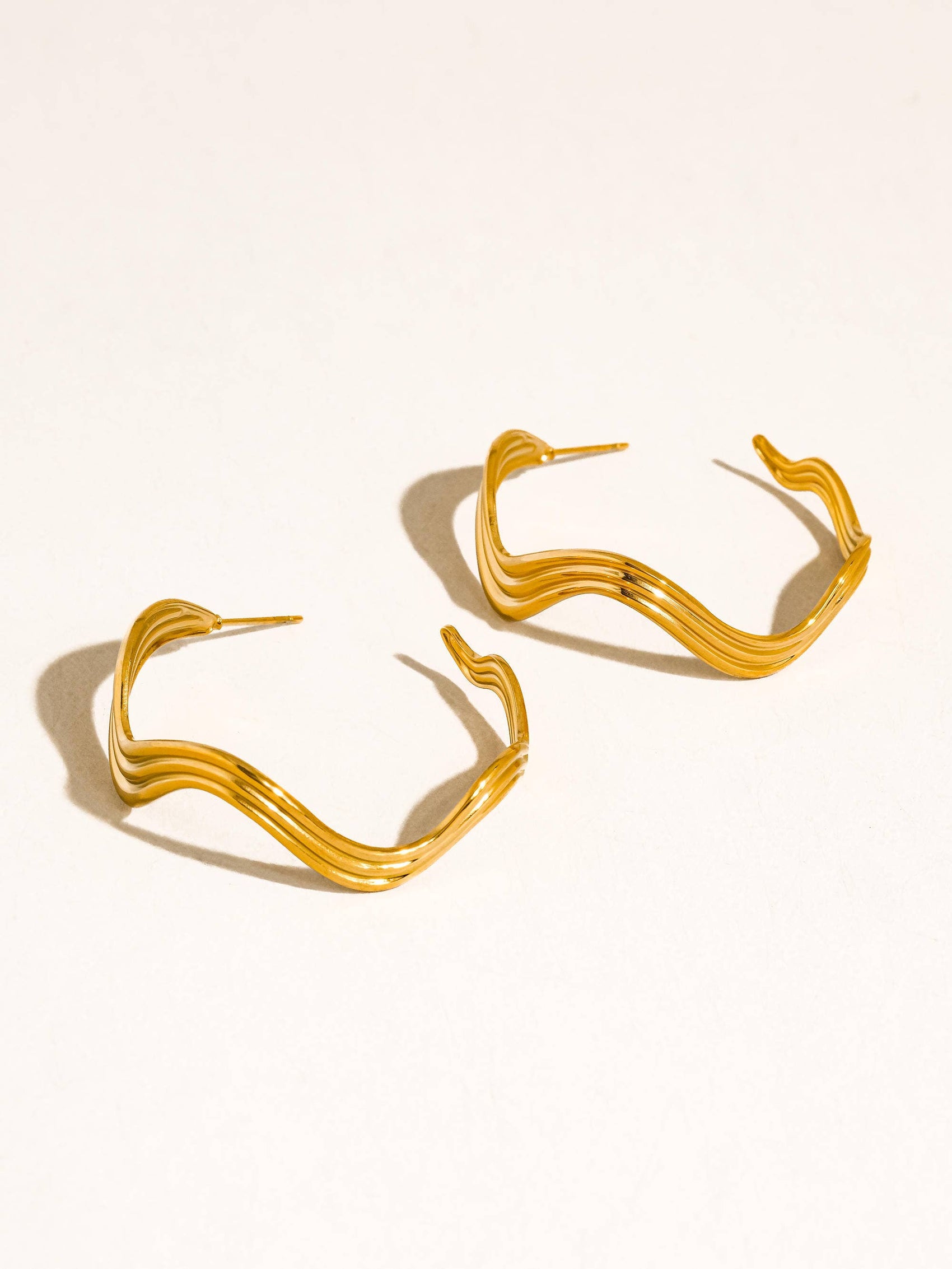 Fontaine 18K Gold Non-Tarnish Wave Statement Earrings