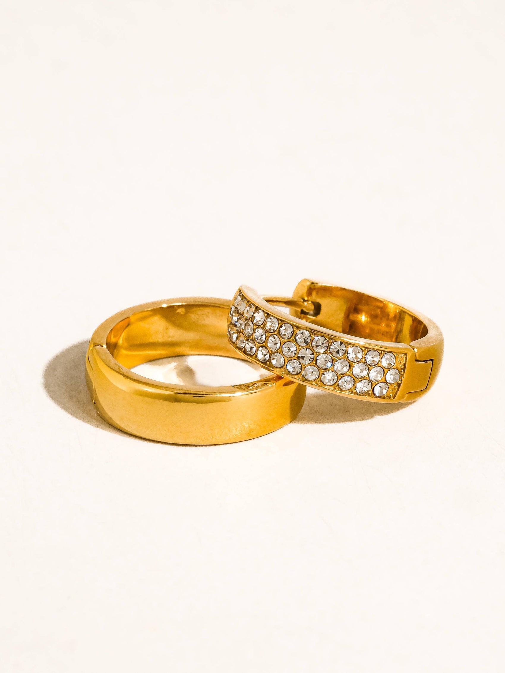 Zephira 18K Gold Non-Tarnish CZ Pave Hoop Earrings