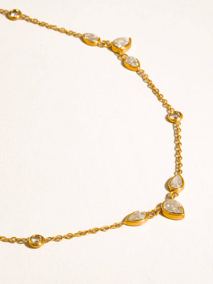 Elarae 18K Gold Non-Tarnish CZ Teardrop Layered Necklace