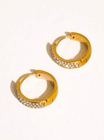Zephira 18K Gold Non-Tarnish CZ Pave Hoop Earrings